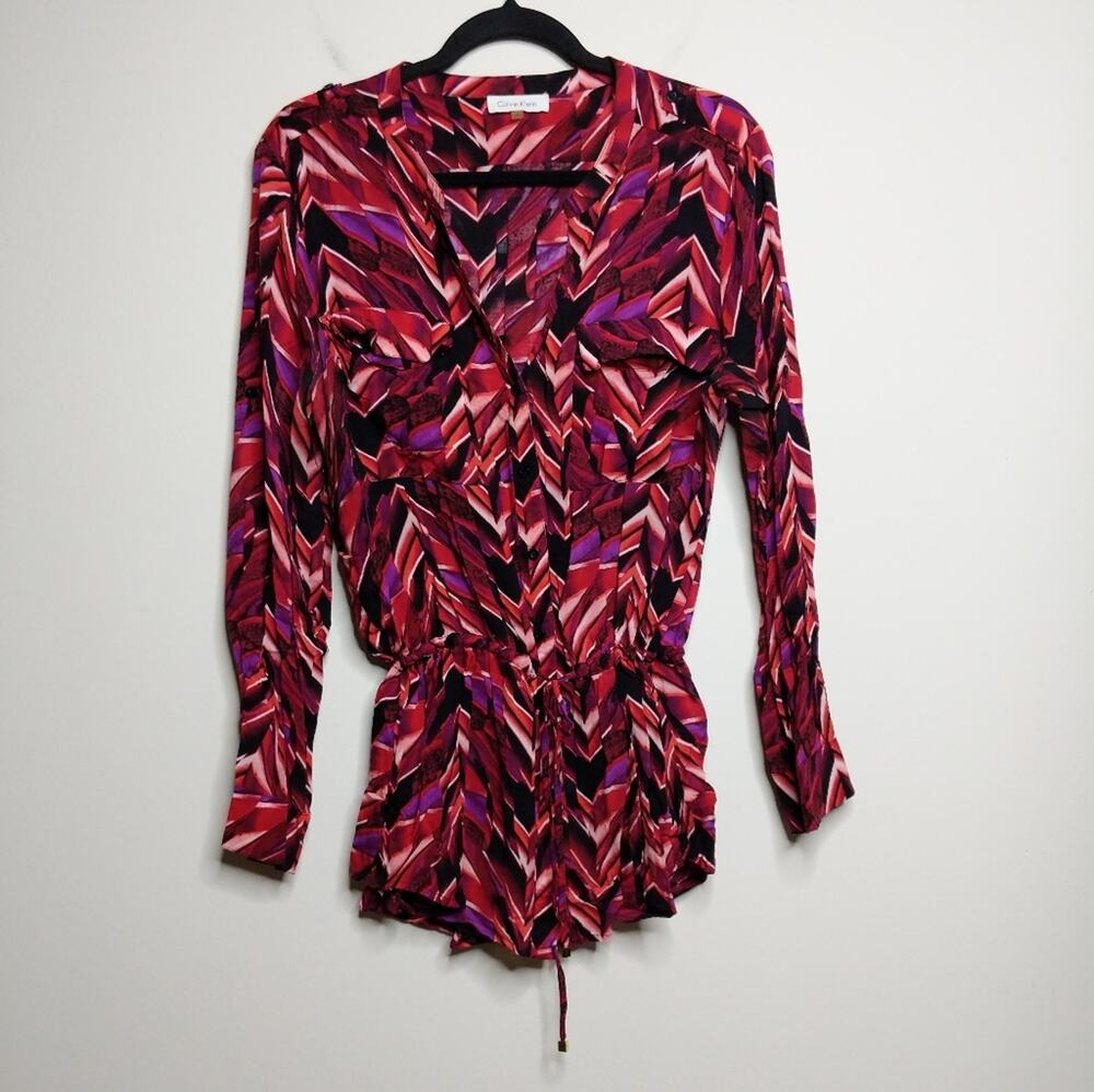 Calvin Klein Patterned Blouse - Size L - EUC